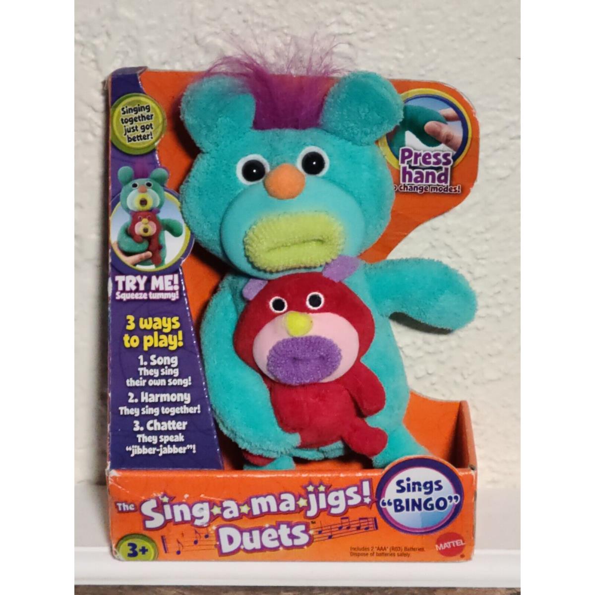 Fisher Price Singamajigs Duet Green Momma Red Baby Plush Sings Bingo