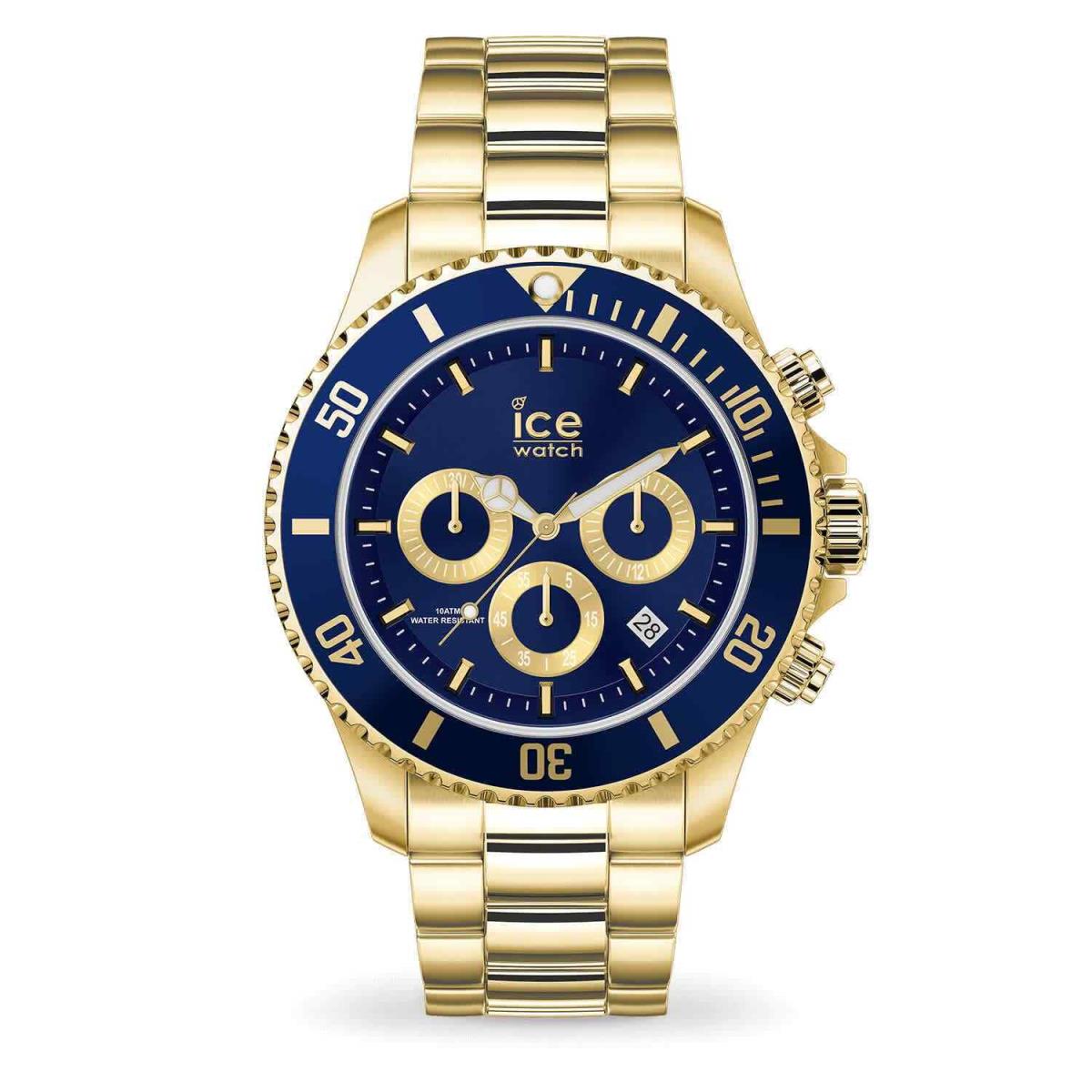 Ice Watch Chronograph Quartz Blue Dial Men`s Watch 017674 - Dial: Blue, Band: Gold-tone, Bezel: Gold-tone