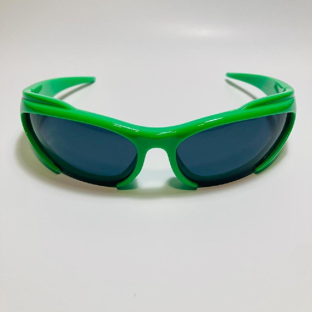 Mens Balenciaga Wrap Sunglasses Green/black