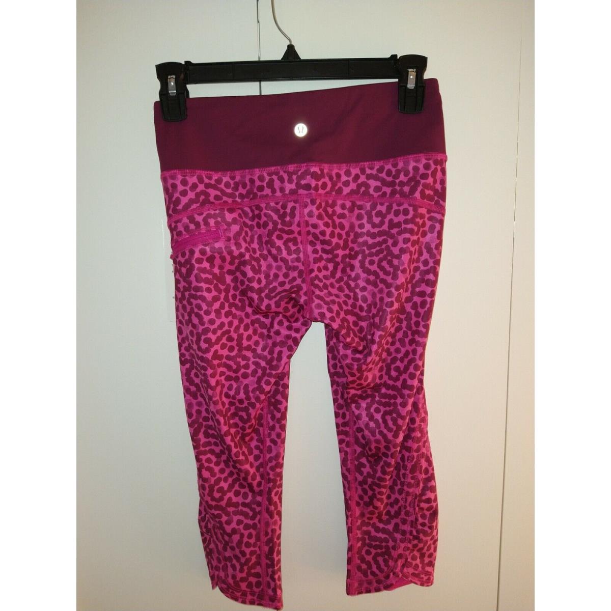 Lululemon Run Top Speed Crop Dashing Purple Jeweled Magenta Ace Dot Size 4