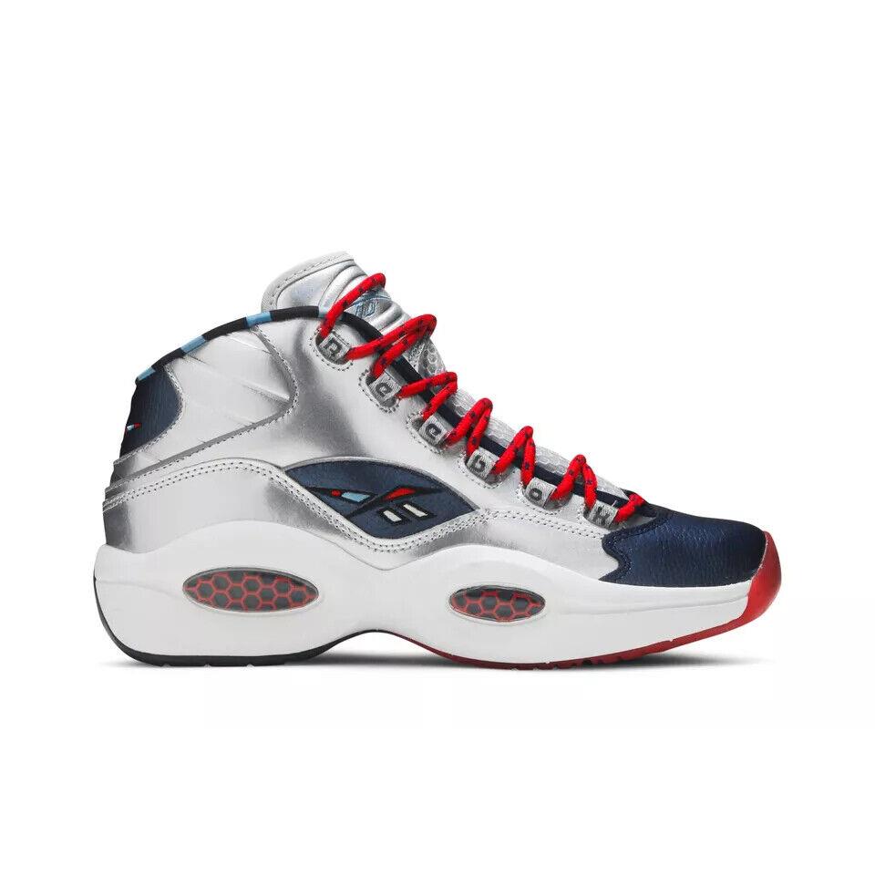 Reebok Question Mid X Adidas Harden Metallic Silver / Blue / Red All Sizes