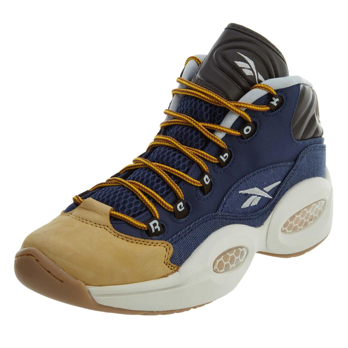 Reebok Question Mid Dress Code Big Kids Style : Ar1957 - Blue/Stucco/Brwn/Gold