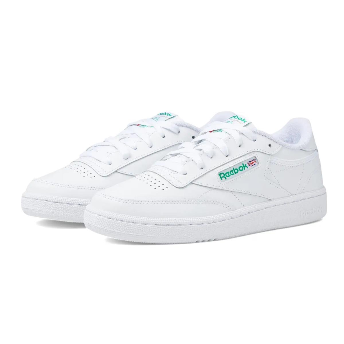 Man Reebok Club C85 Sneaker Lace Up Shoe 100000155 Color White/green - White