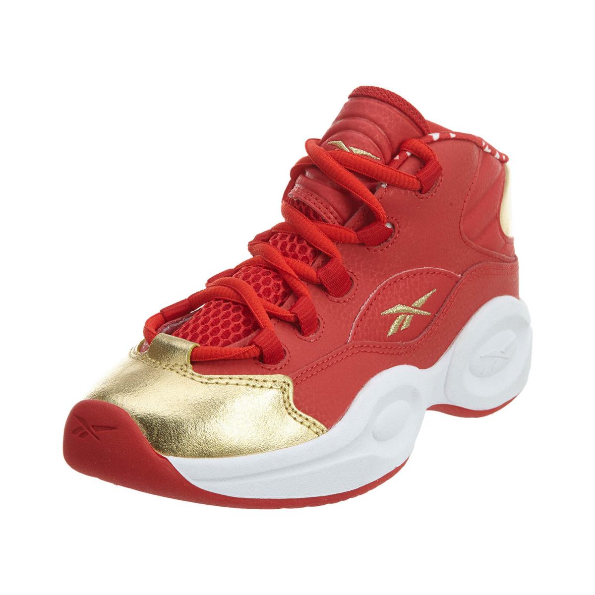 Reebok Question Mid Little Kids Style : V72703 - Scarlet/Gold/White/Red