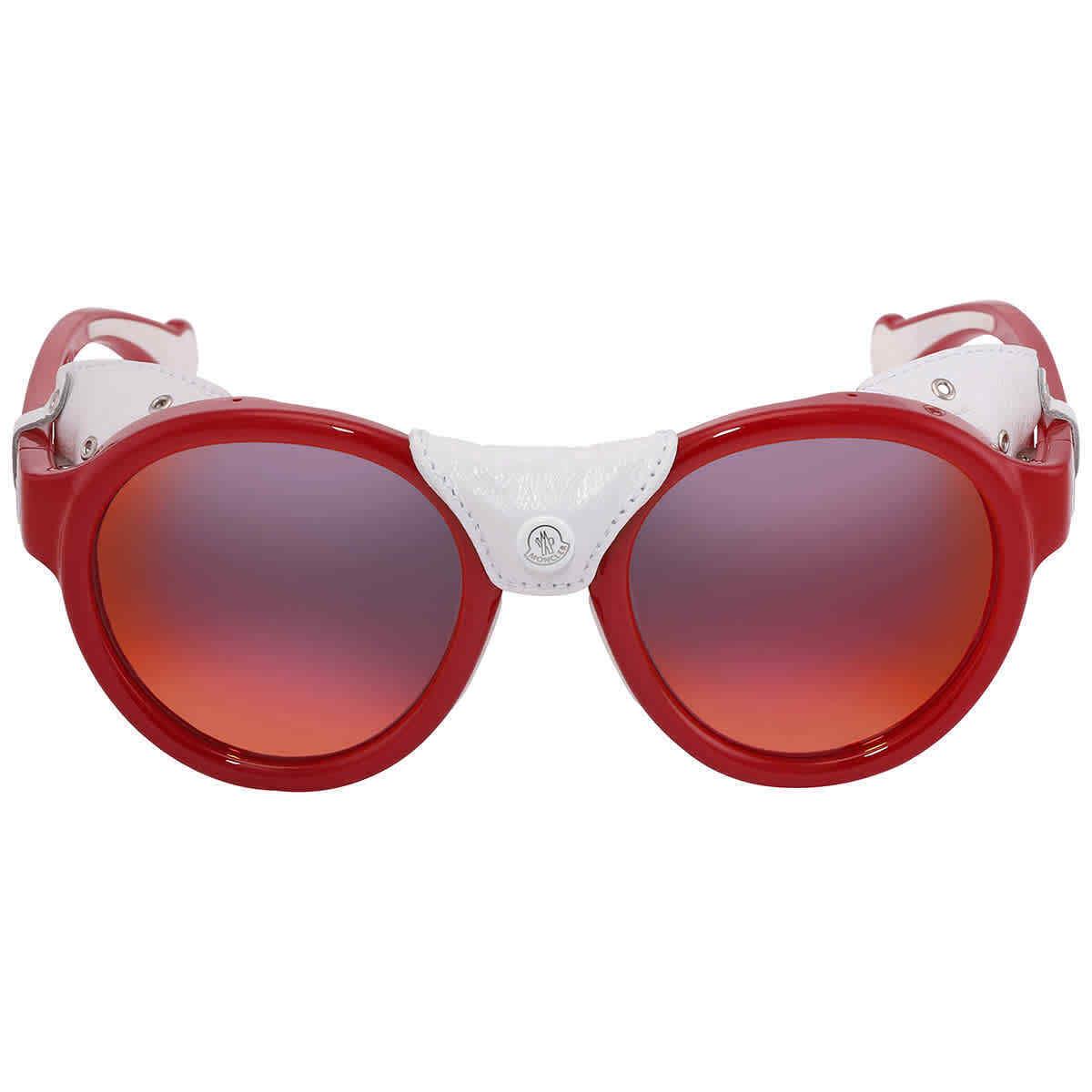 Moncler Red Mirror Round Unisex Sunglasses ML0046 67C 52 ML0046 67C 52