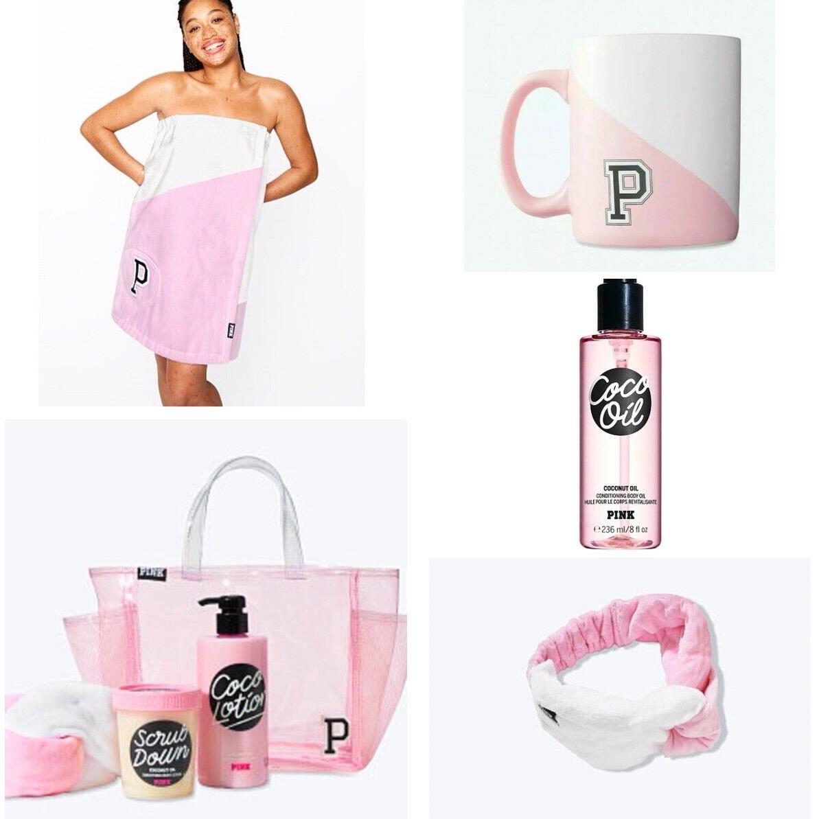 Victoria Secret Pink Coco Obsessed Shower Set Wrap Headband Mug Bag