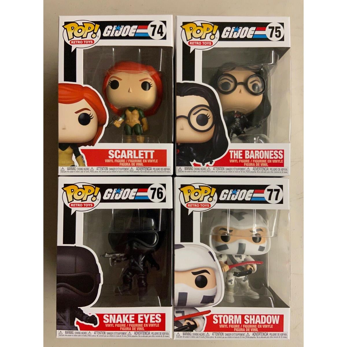 Funko Pop Retro Toys GI Joe Cobra Set Scarlett Baroness Snake Eyes Storm Shadow