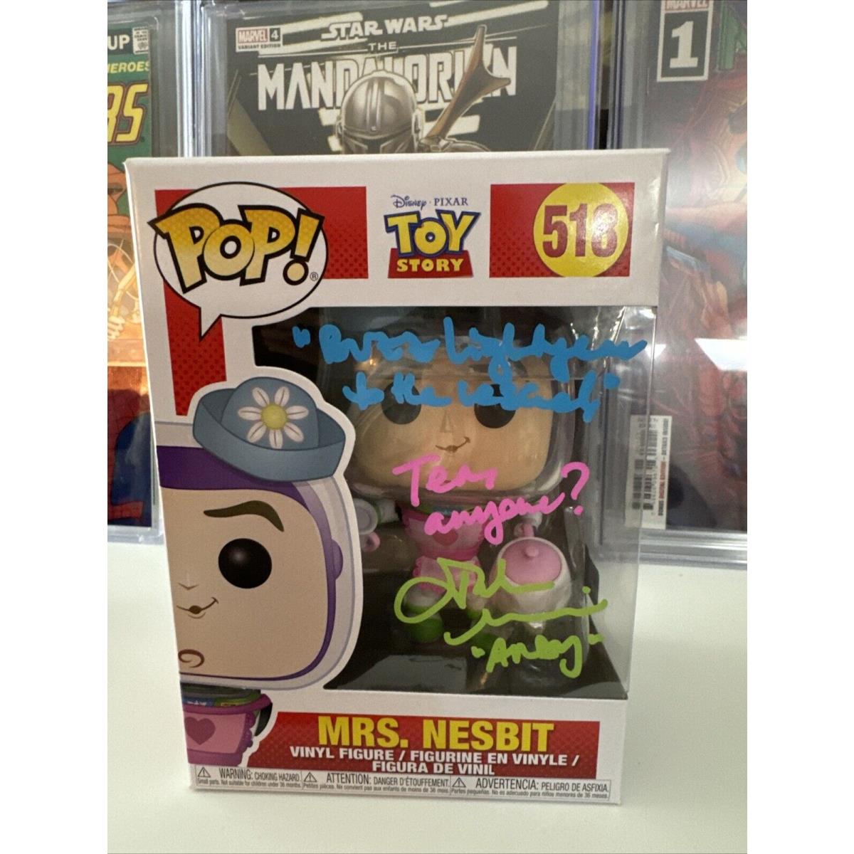 Signed Mrs. Nesbit Funko Pop 518. Signed and Quoted By John Morris with Coa