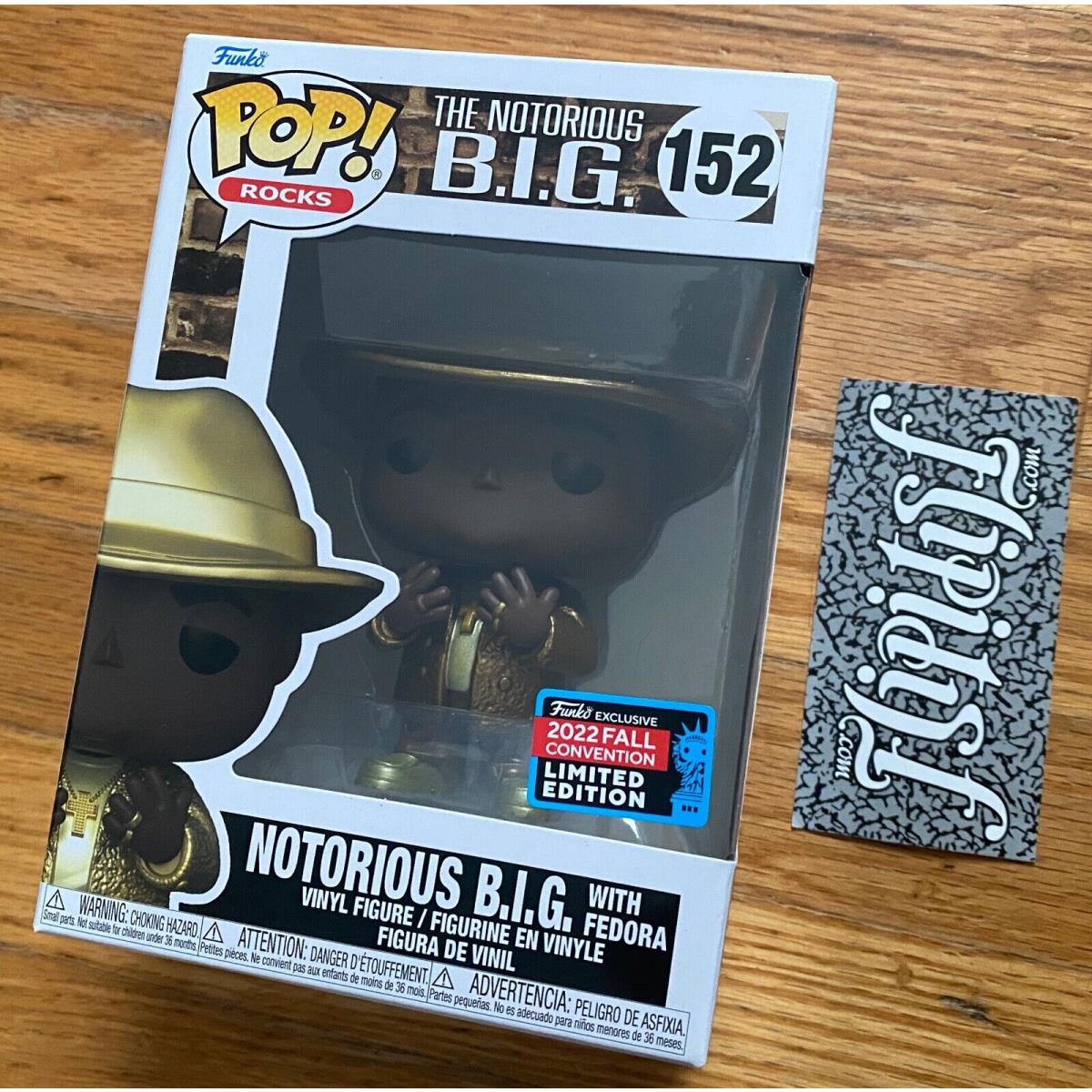 2022 Fall Nycc 152 Funko Pop Rocks Notorious Big Gold Figure Toy Limited