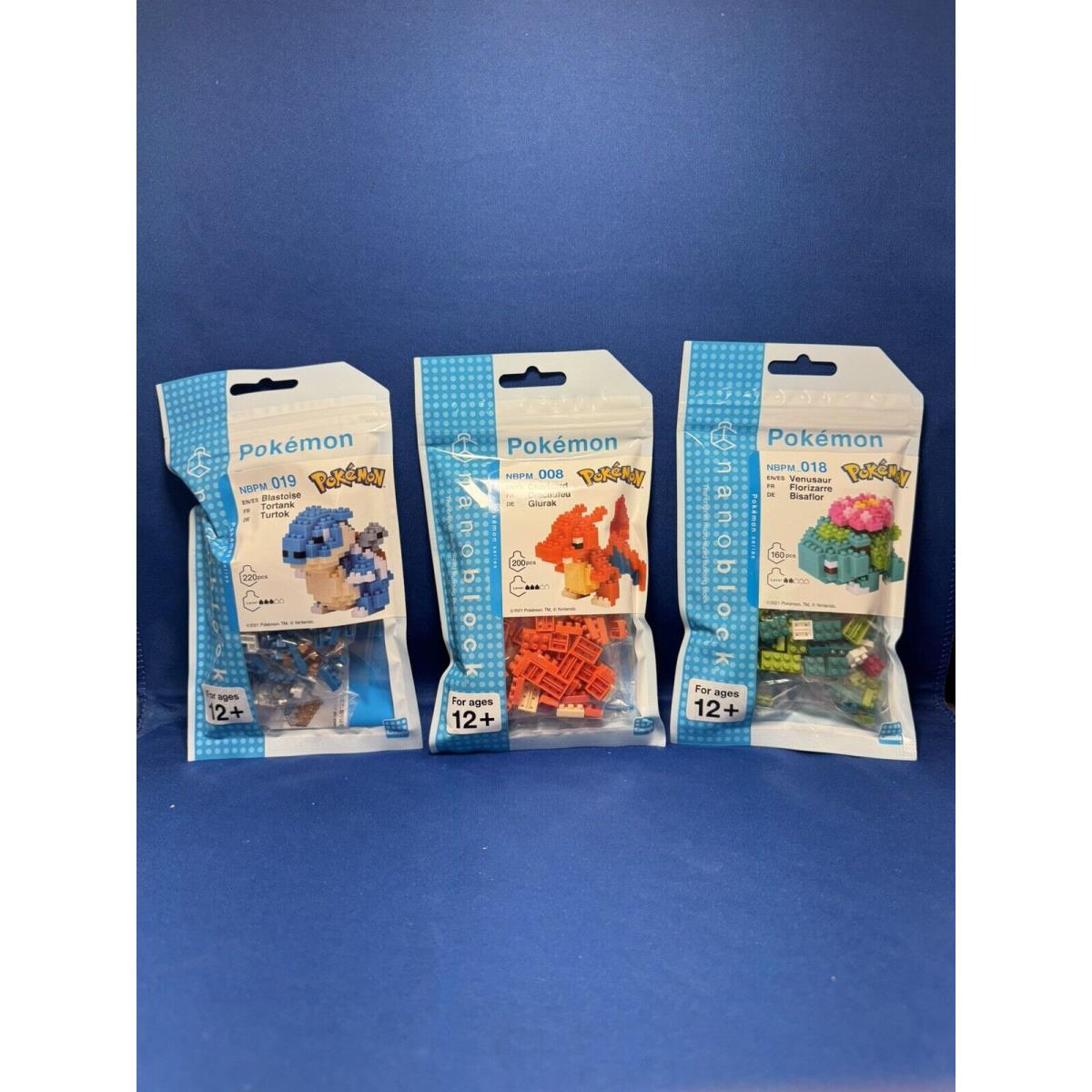 Set of 3 Pokemon Nanoblock Venusaur Blastoise Charizard by Kawada in Japan