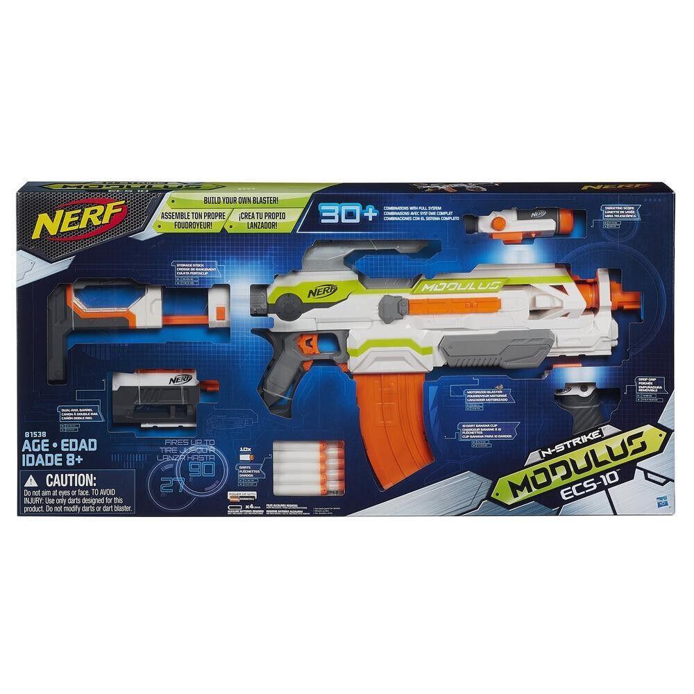 Nerf Modulus ECS-10 Motorized Dart Blaster Scope Grip Stock Clip Gun Retail