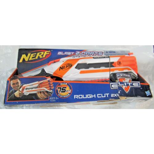 Nerf N-strike Elite Roughcut 2X4 Blaster Shotgun Gun Rough Cut White Orange