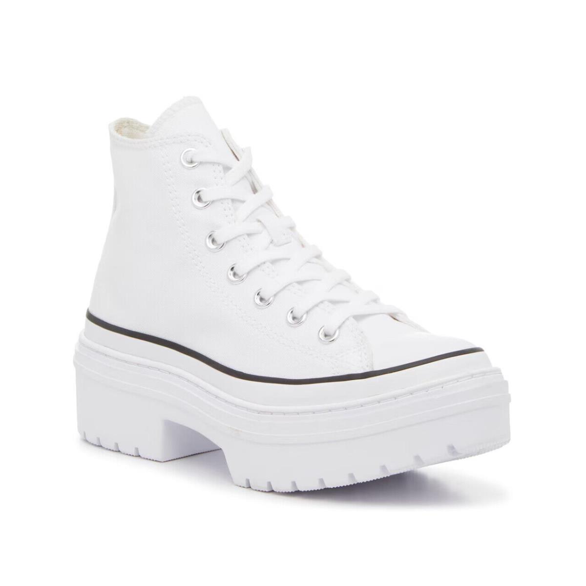 Womens Converse Chuck Taylor Lugg High-top White Canvas Heel Shoes