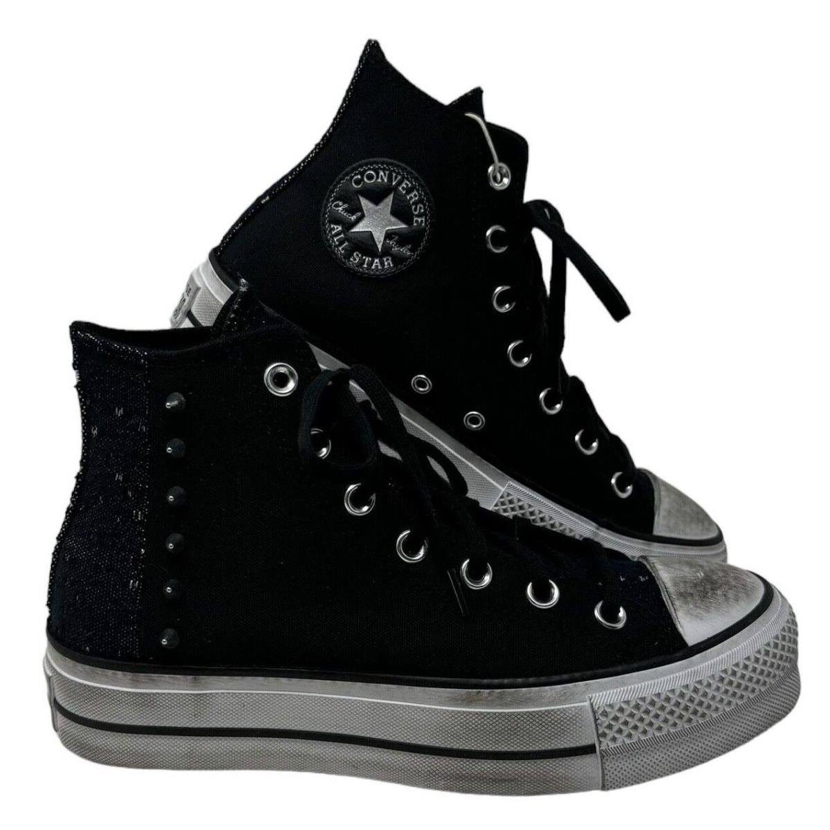 Converse Chuck Taylor Lift Platform Studded Sneakers Black Canvas Women A06450C