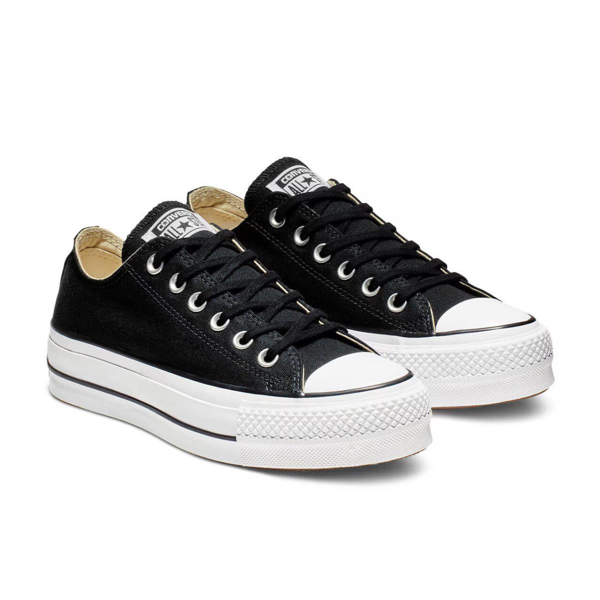 Womens Converse Chuck Taylor Black Canvas Platform Sneaker Shoes