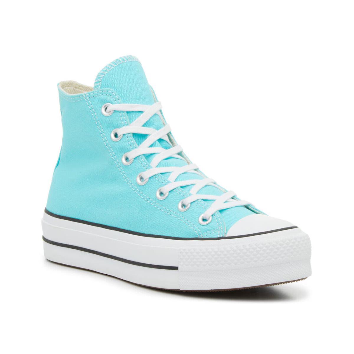 Womens Converse Chuck Taylor All Star High-top Cyan Canvas Platform Shoes