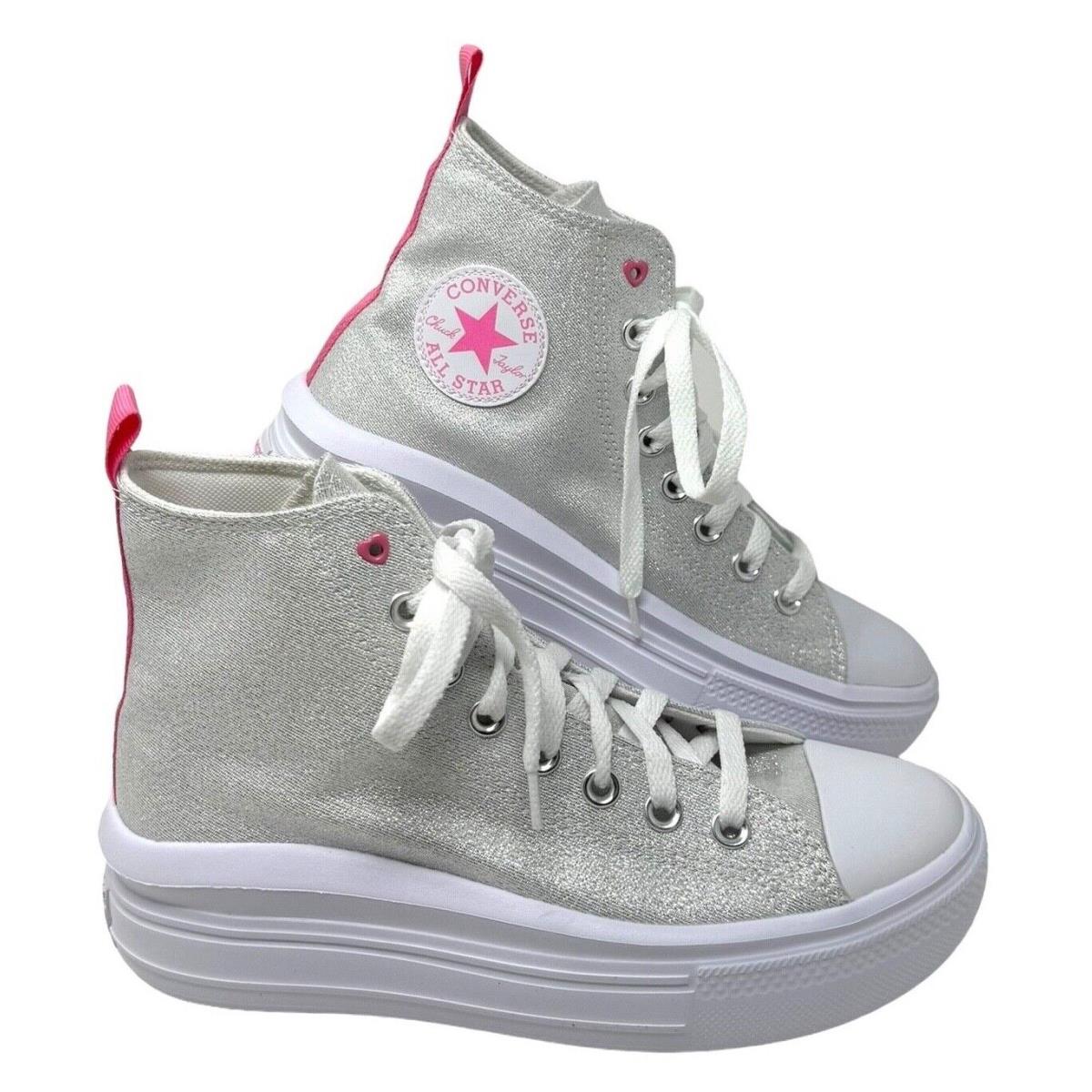 Converse Chuck Taylor Move Platform Shoes Canvas Silver Pink Women Kids A06332C