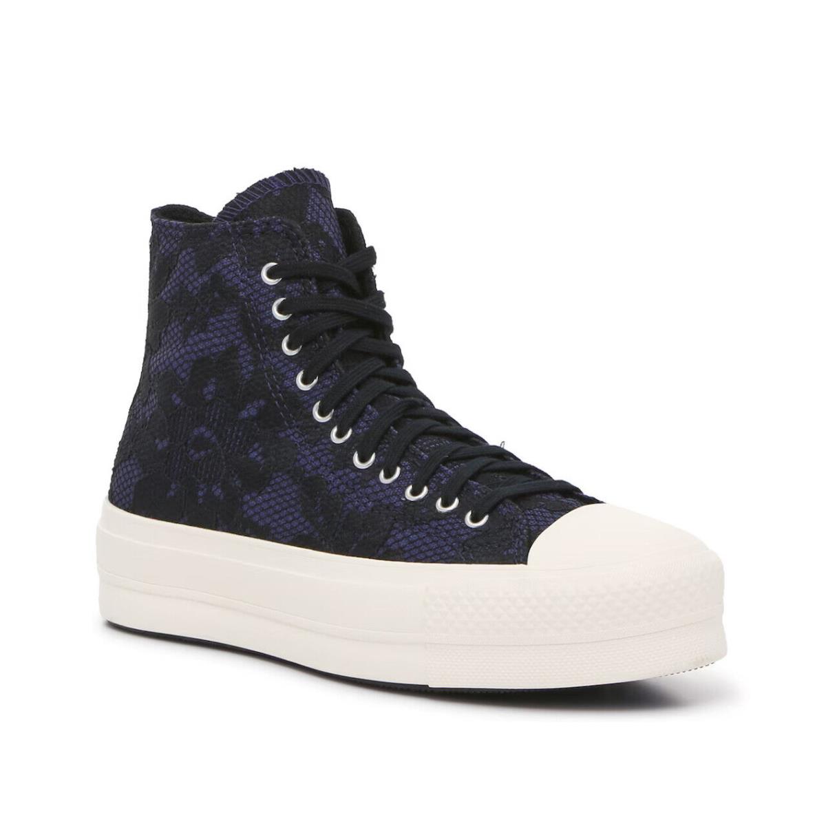 Womens Converse Chuck Taylor All Star Platform Black Navy Textile Shoes - Blue