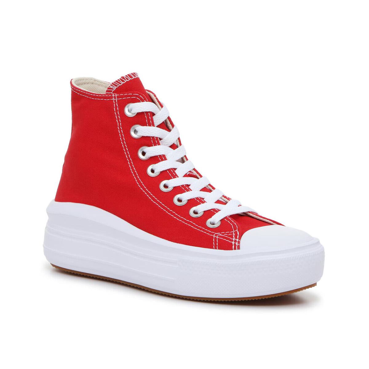 Womens Converse Chuck Taylor All Star Move High-top Red Canvas Sneaker Shoes