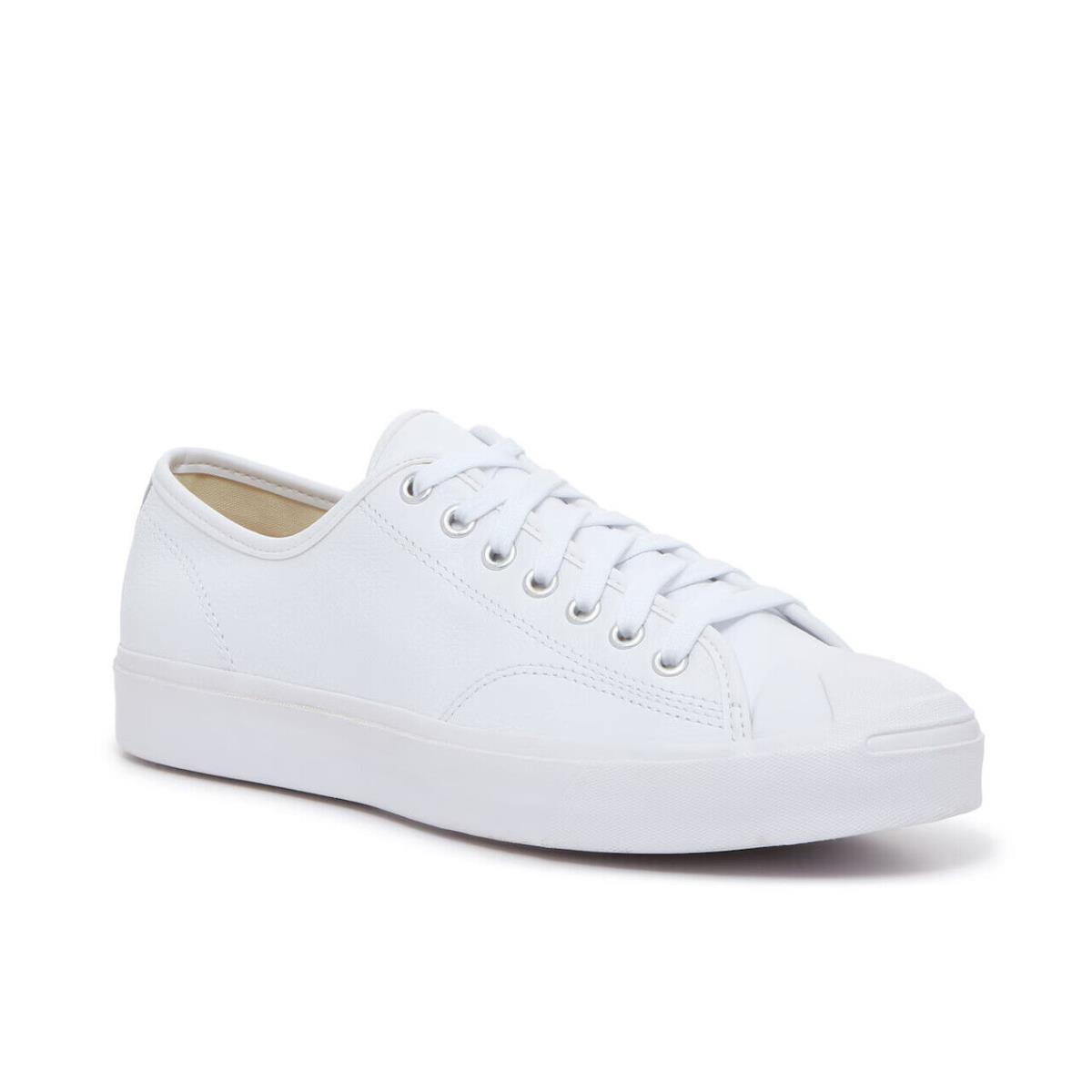 Mens Converse Jack Purcell Low Top White Leather Sneaker Shoes - White