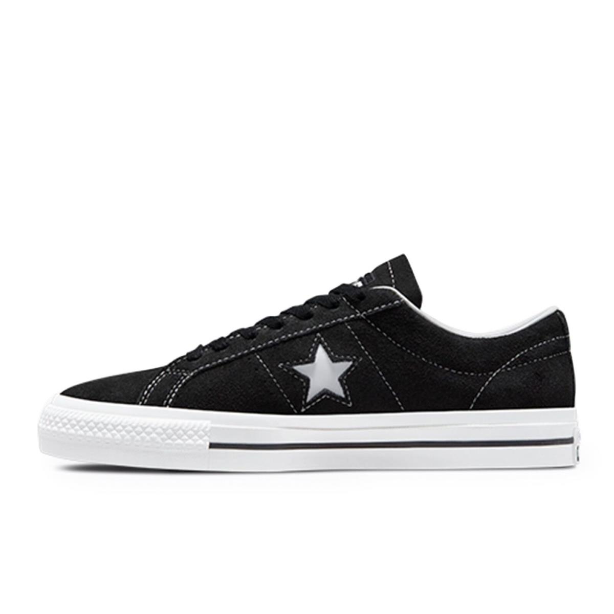 Converse Men`s One Star Pro Ox Black/black/white Size 12 - Black/White