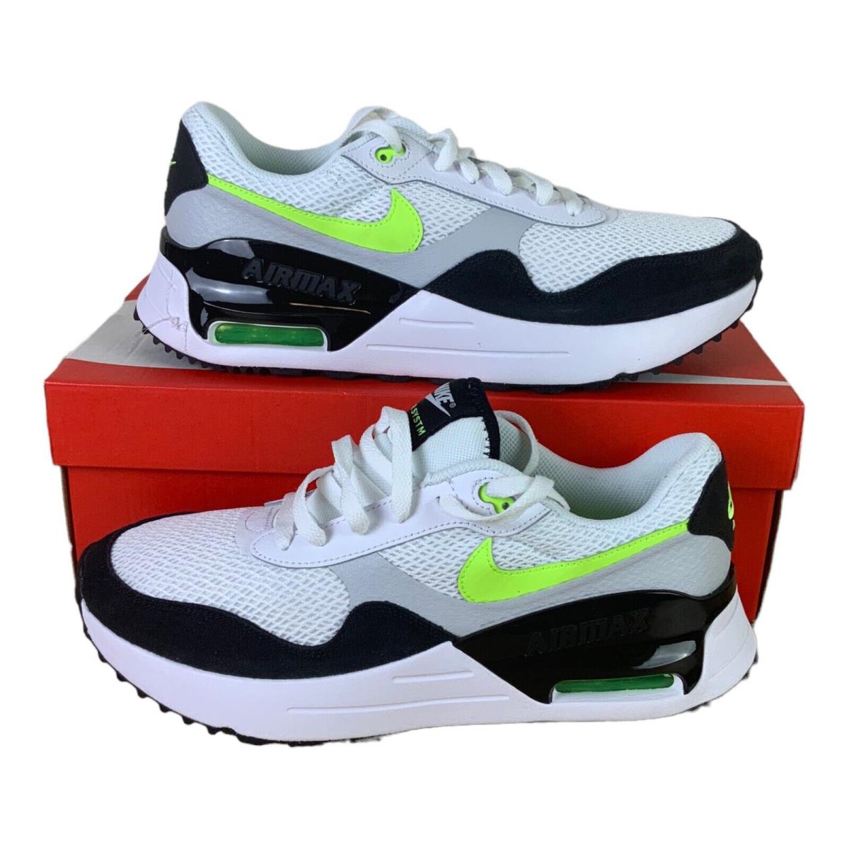 Nike Men`s Size 10 Air Max Systm Running Shoes - White/Black-volt-pure Platinum