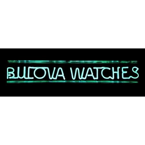 Bulova Watches Advertising Sign: 8x24 Usa Steel - Logo in Neon Green