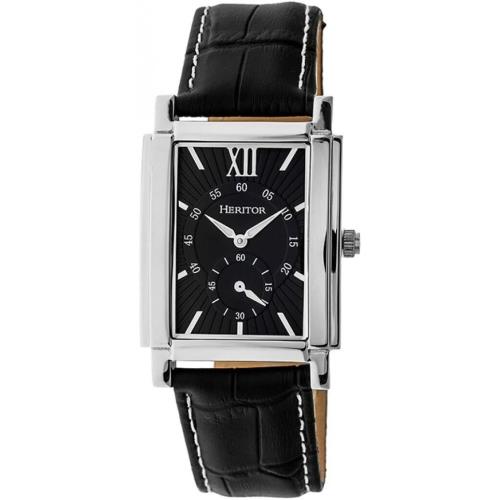 Heritor - Frederick Stainless Black Leather Men`s Automatic Watch - HERHR6102