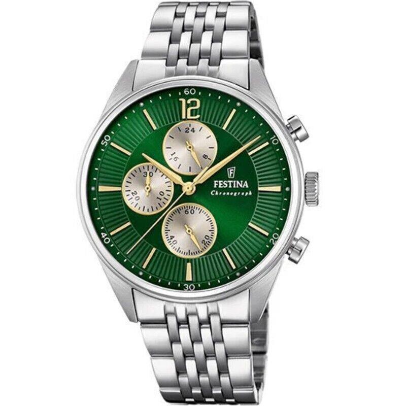 Festina Timeless 41.5MM Chrono Green Dial Men`s Watch F20285-9