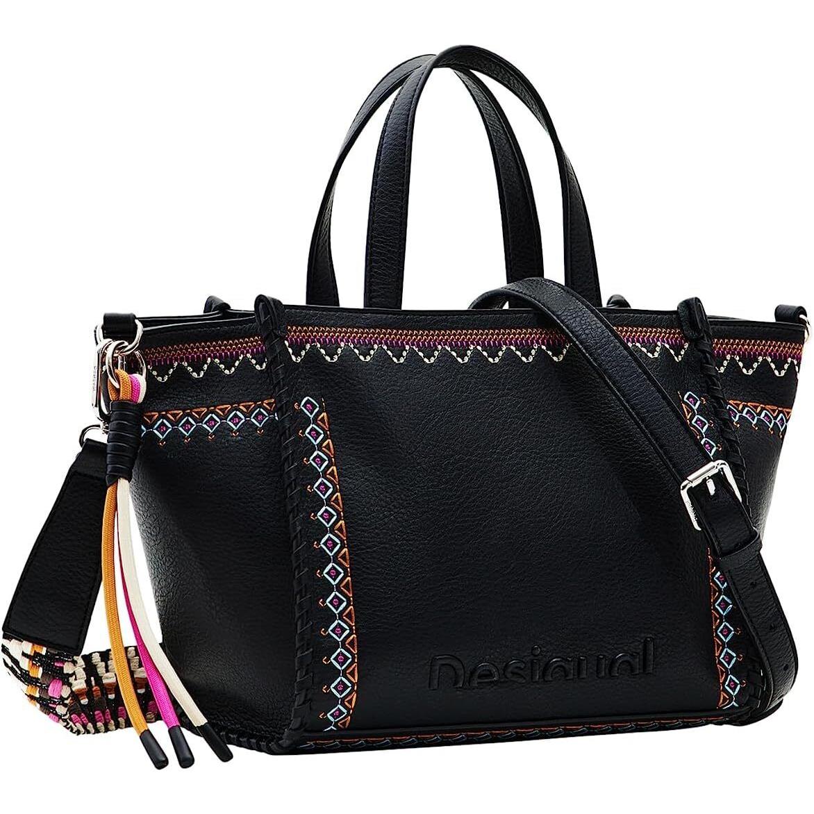 Desigual Midsize Embroidered Bag One Size Black