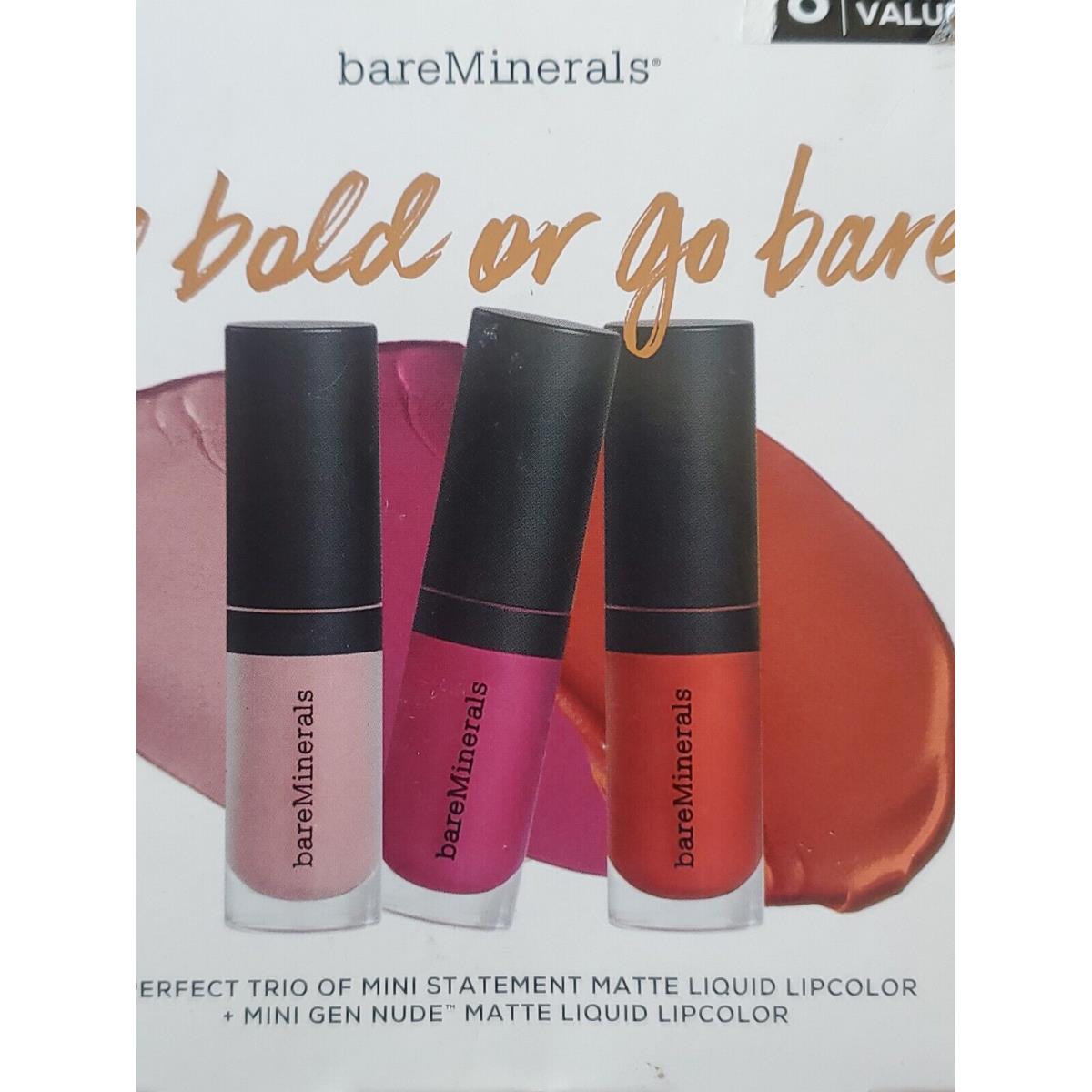 Bareminerals Go Bold or Bare Trio Statement Matte Liguide Lip Color Mini Set