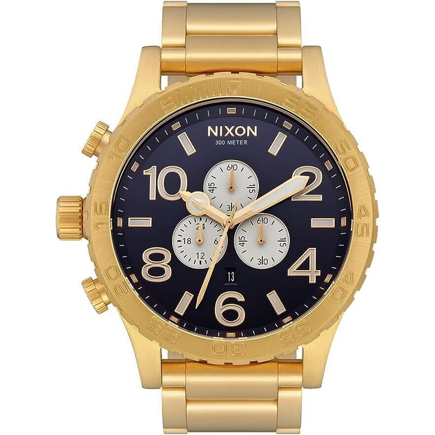 Mens Nixon Gold Black Chrono Stainless Steel Dive Watch A083-2033-00