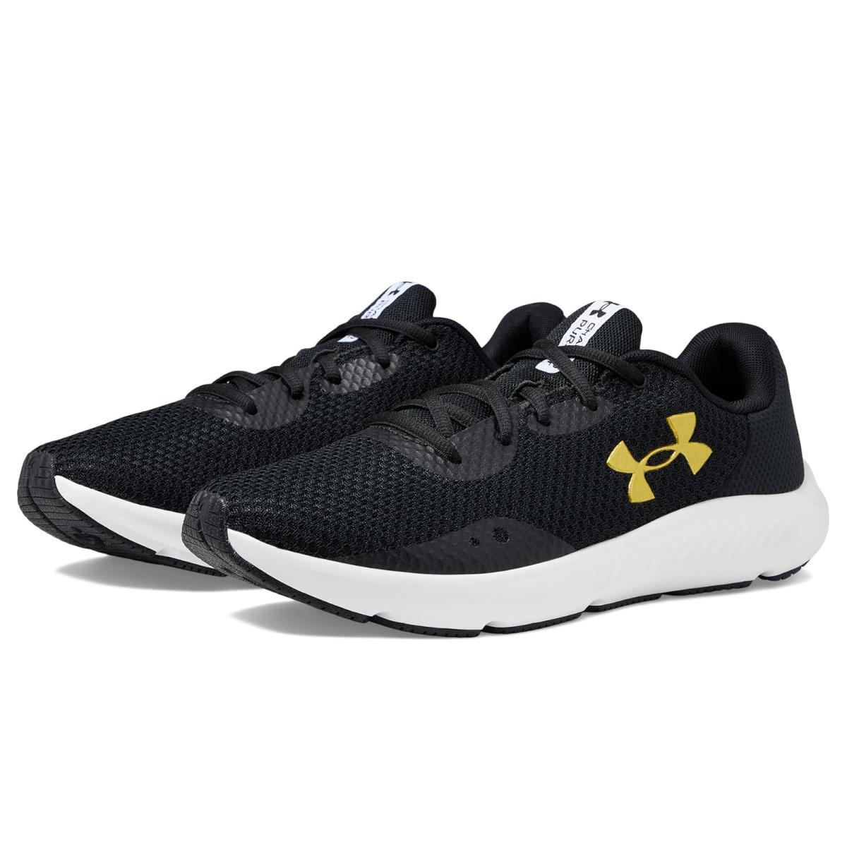 Man`s Sneakers Athletic Shoes Under Armour Charged Pursuit 3 Black/Black/Metallic Gold