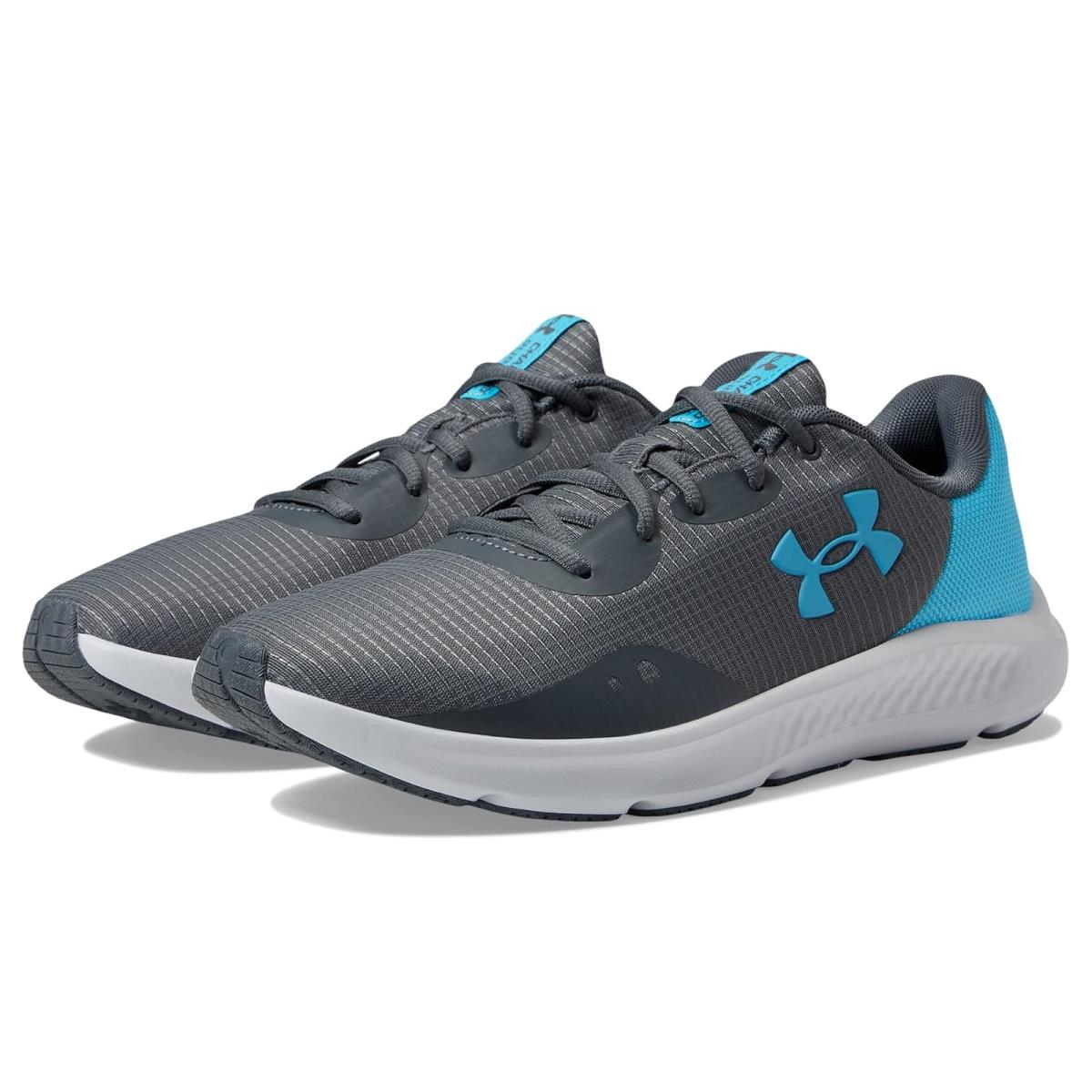 Man`s Sneakers Athletic Shoes Under Armour Charged Pursuit 3 Pitch Gray/Blue Surf/Blue Surf