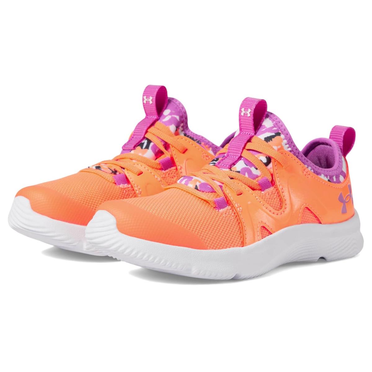 Girl`s Shoes Under Armour Kids Pre School Infinity Alternate Lace Little Kid Flare Orange/Vivid Magenta/Vivid Magenta