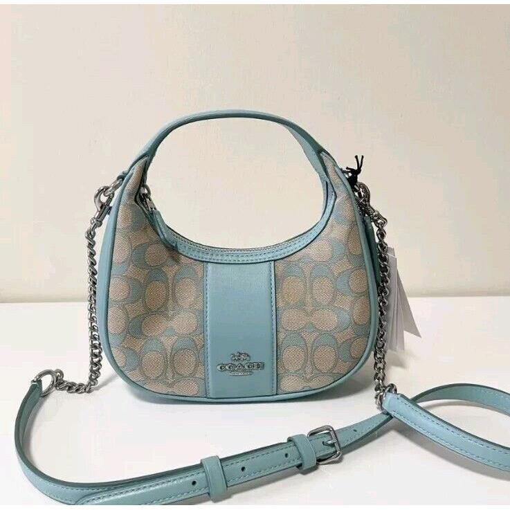 Coach CT773 Carmen Mini Crossbody In Signature Jacquard In Sv/faded Blue