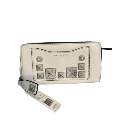 Marc Jacobs Leather Zip Top Clutch Wallet White 7.5 x 4