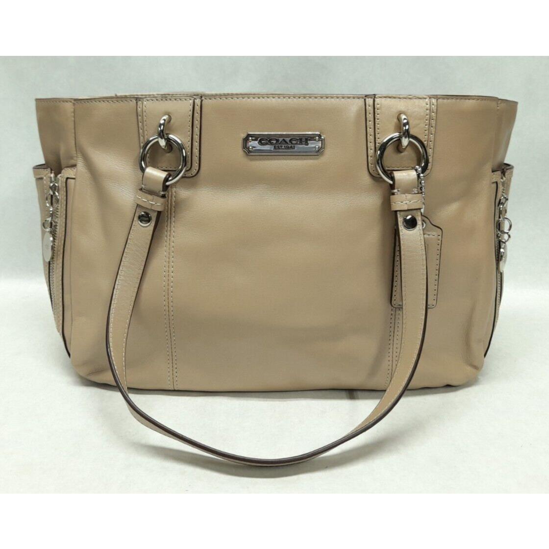 Coach Tan Gallery Slimmery Putty Leather Zipper Tote Handbag F19252 - w/ Tag