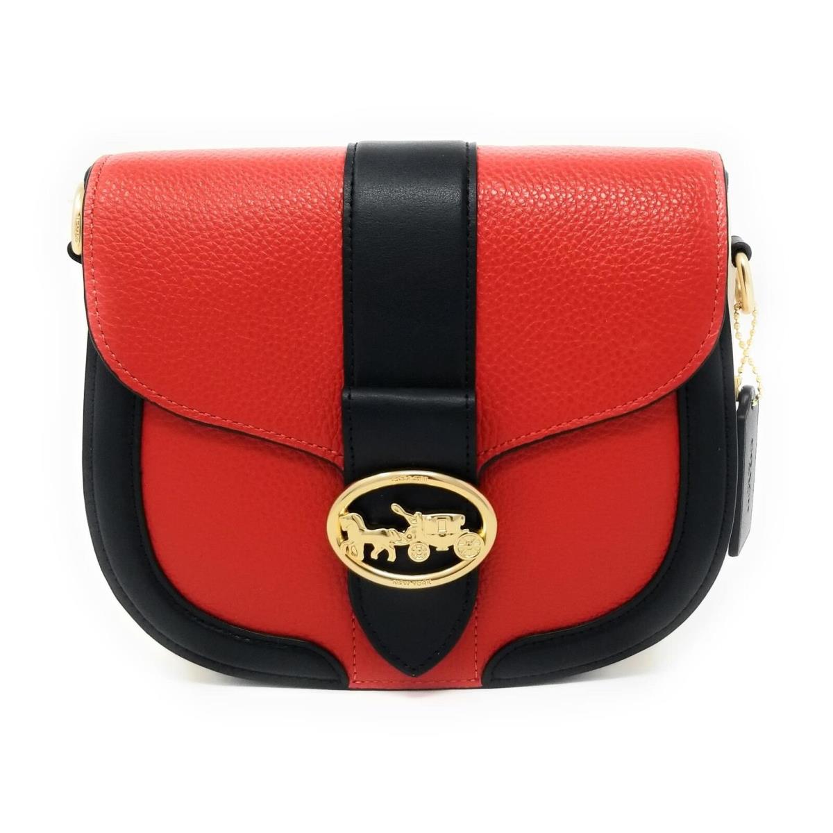 Coach Women`s Georgie Saddle Bag Colorblock - Bright Poppy Multi One Size