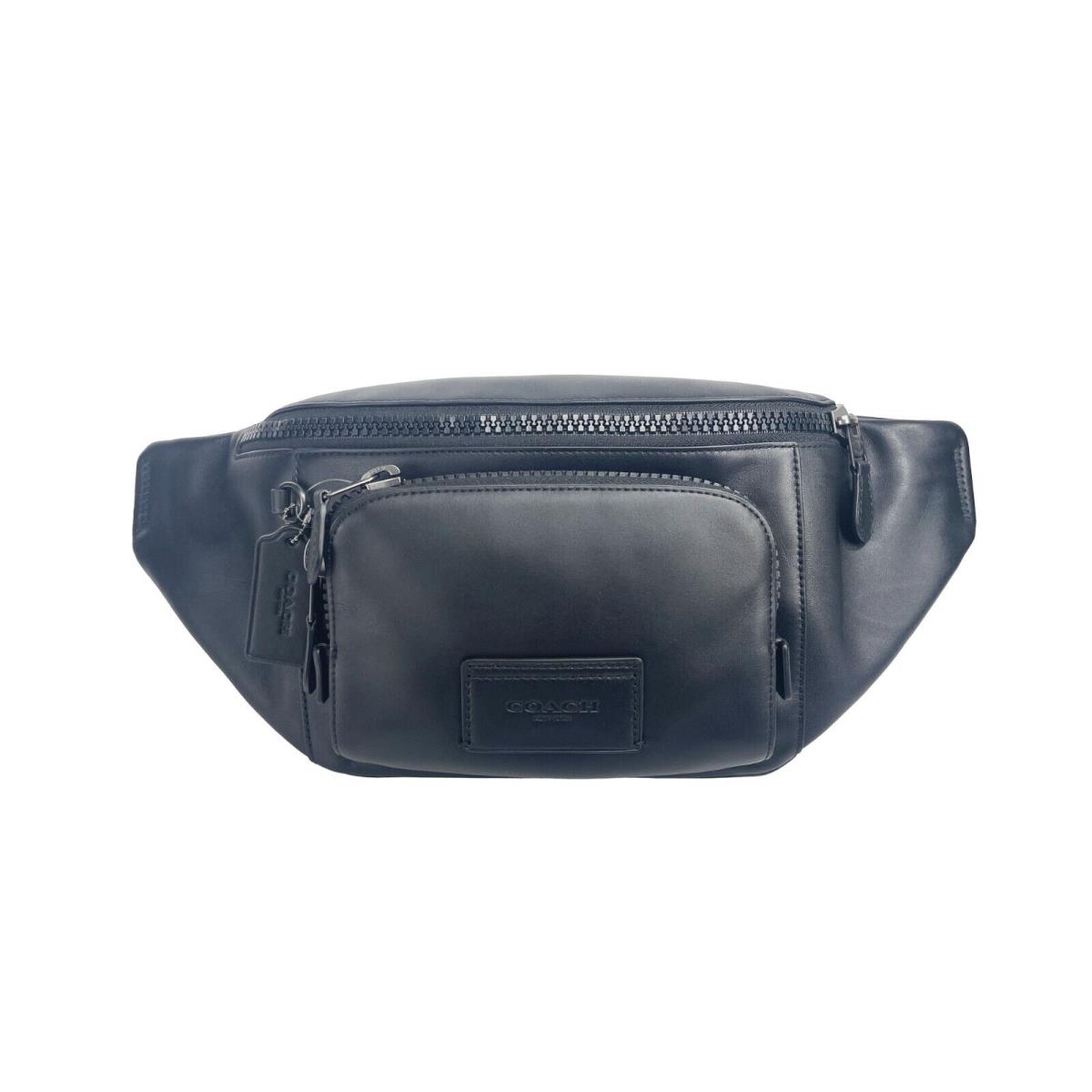 Coach C2716 Black Leather Track Leather Fanny Pack Belt Bag