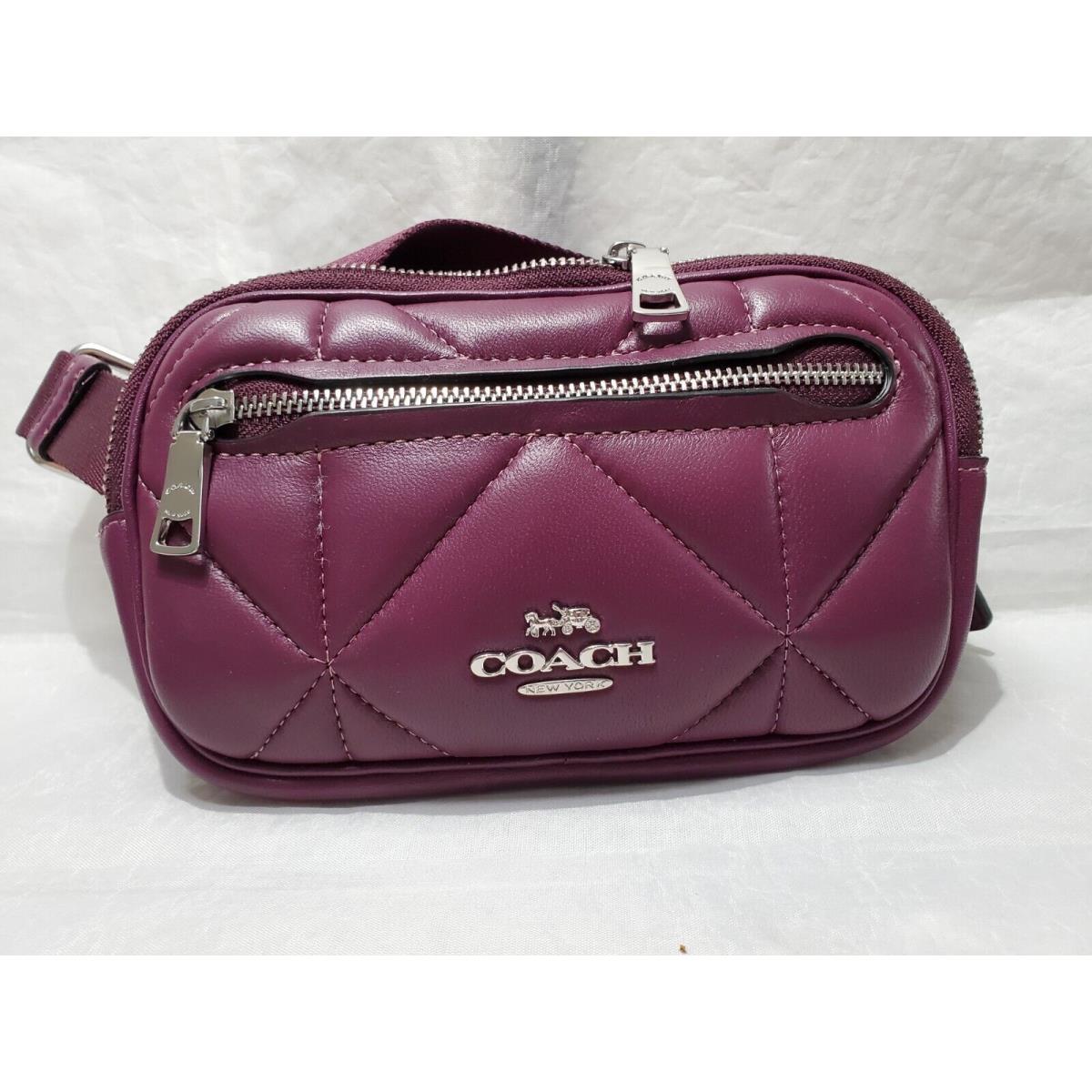 Coach Mini Belt Bag W/pretty Diamond Quilting CM278 Sv/deep Berry