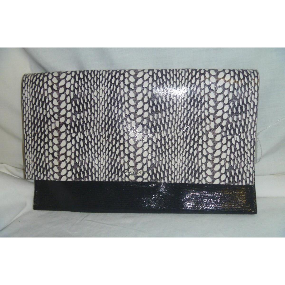 Coach Snake Skin Black White Leather Bleecker Pinnacle Fold Clutch Purse 30201