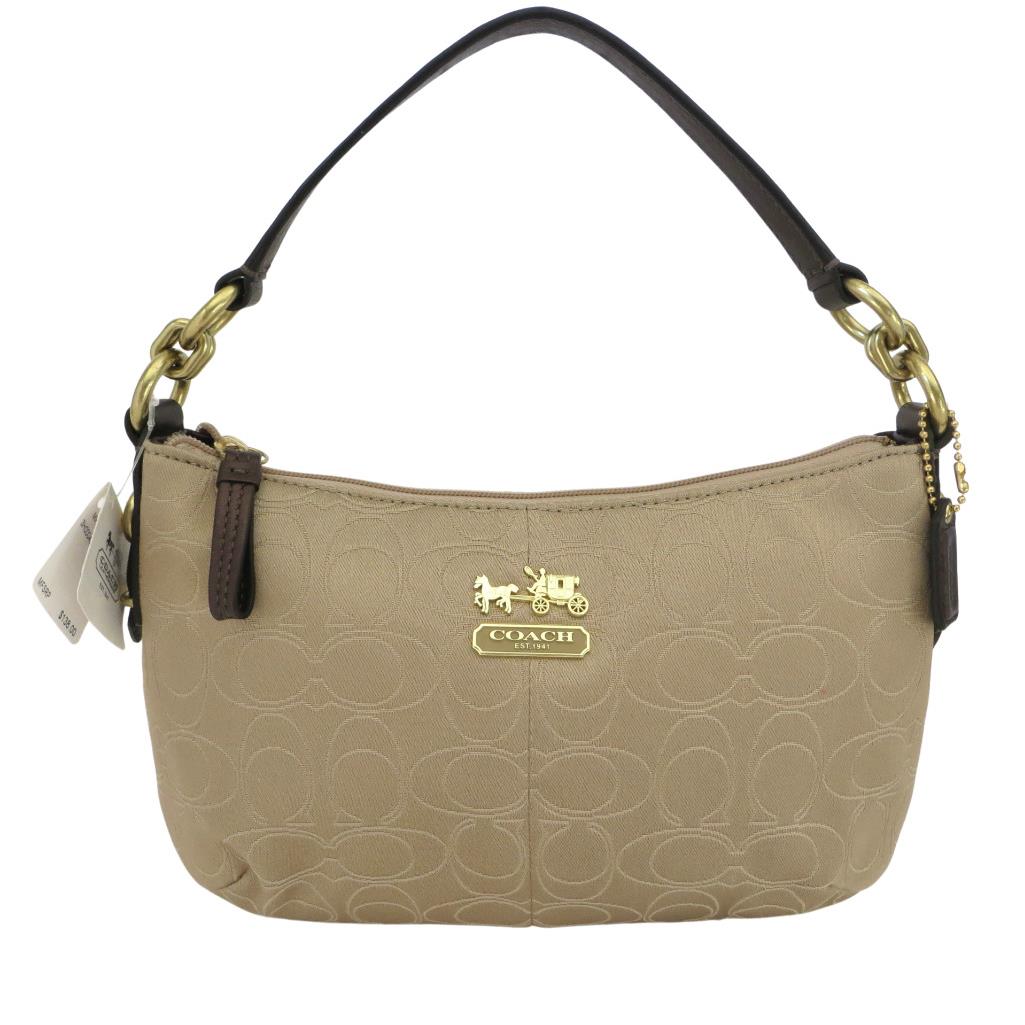 Coach Mia Signature Khaki Brown Top-handle Pouch Purse 44326 Rare