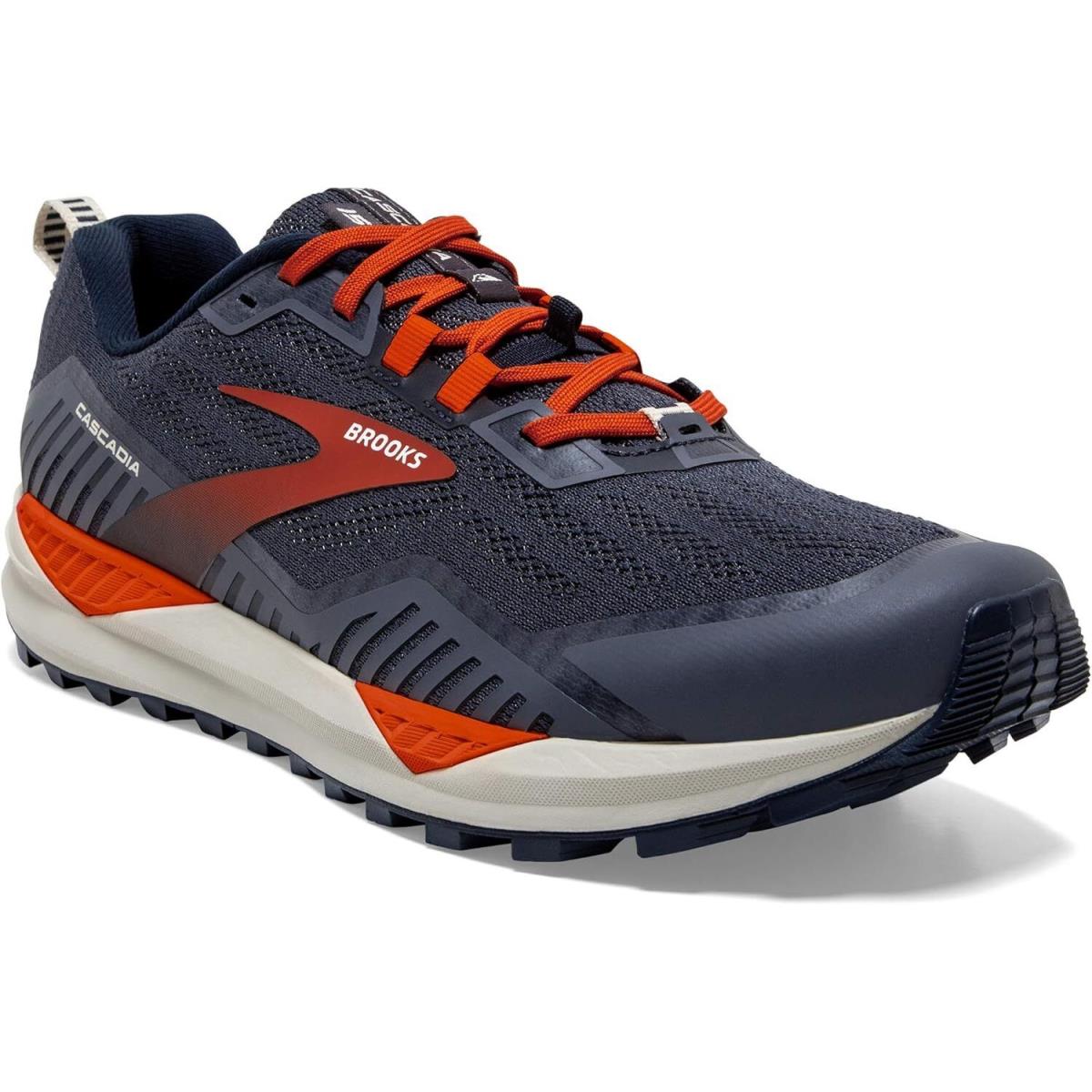 Brooks Men`s Stroke Running Shoe Navy Orange Pelican 11 - Navy, Orange