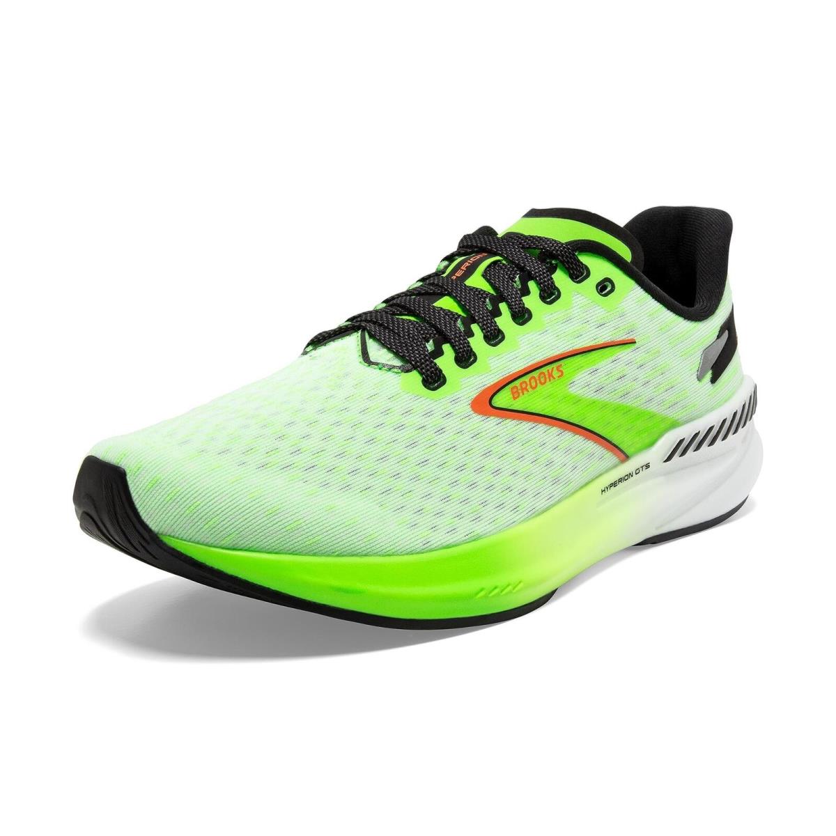 Brooks Men s Hyperion Gts Supportive Running Shoe - Green Gecko/red Orange/white