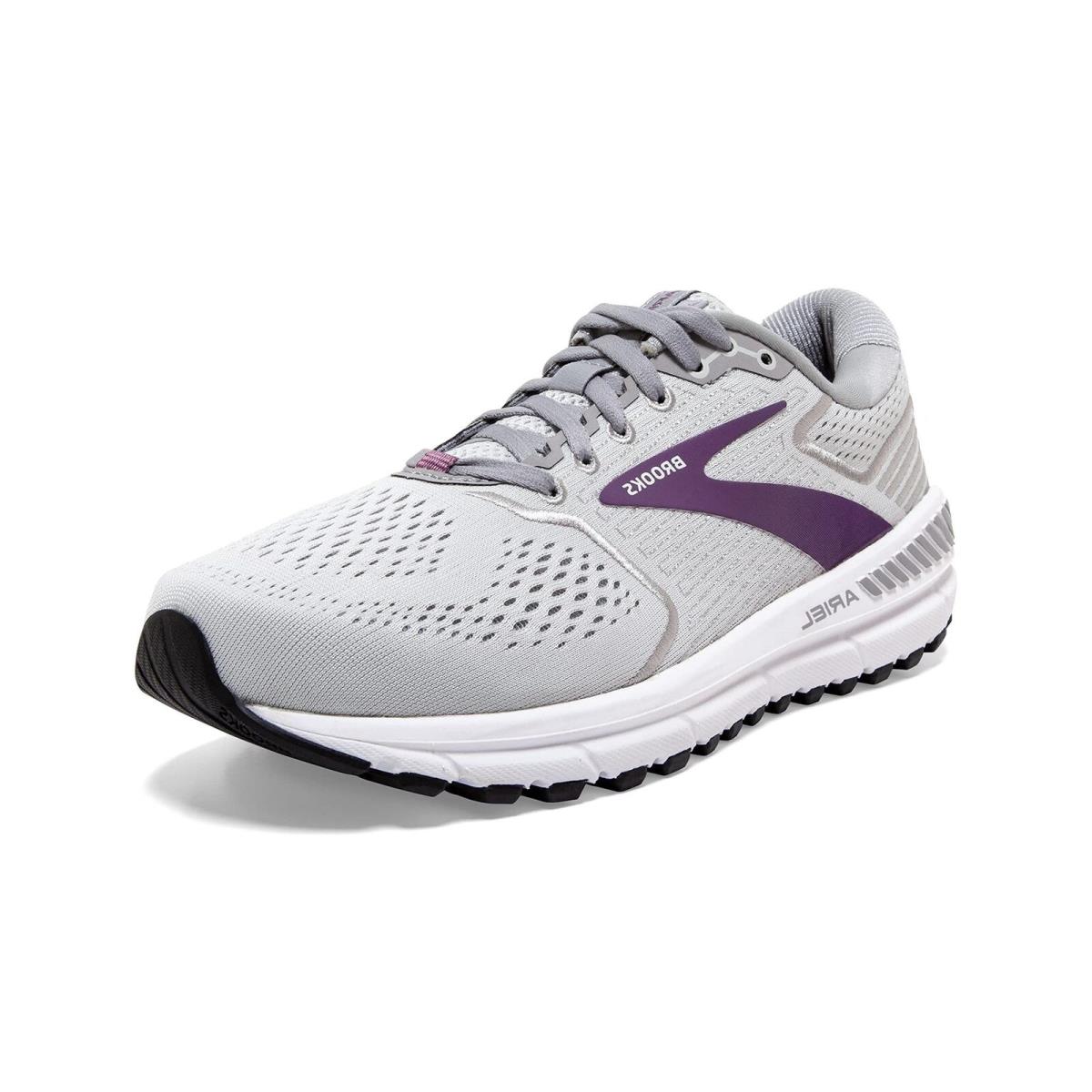 Brooks Women`s Ariel `20 Running Shoe - Oyster/alloy/grape - 7 Medium - Oyster/Alloy/Grape