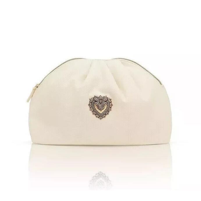 Dolce Gabbana D G Sacred Heart Emblem Large Devotion Pouch Clutch Bag Cream