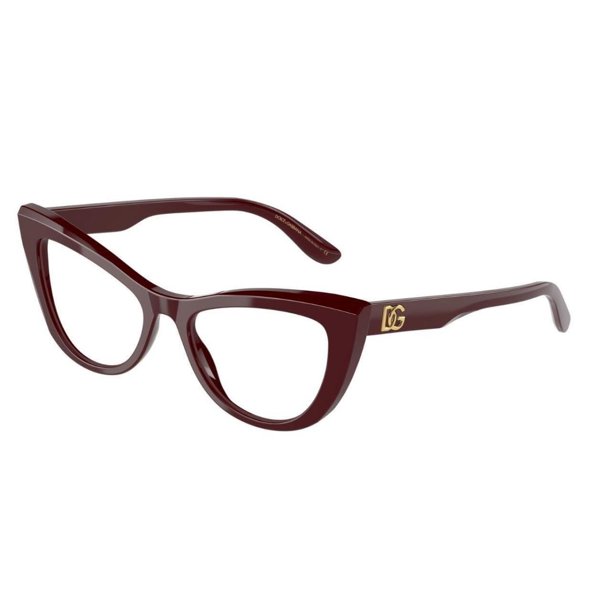 Dolce Gabbana DG3378 3091 Bordeaux Eyeglasses 55-17-145