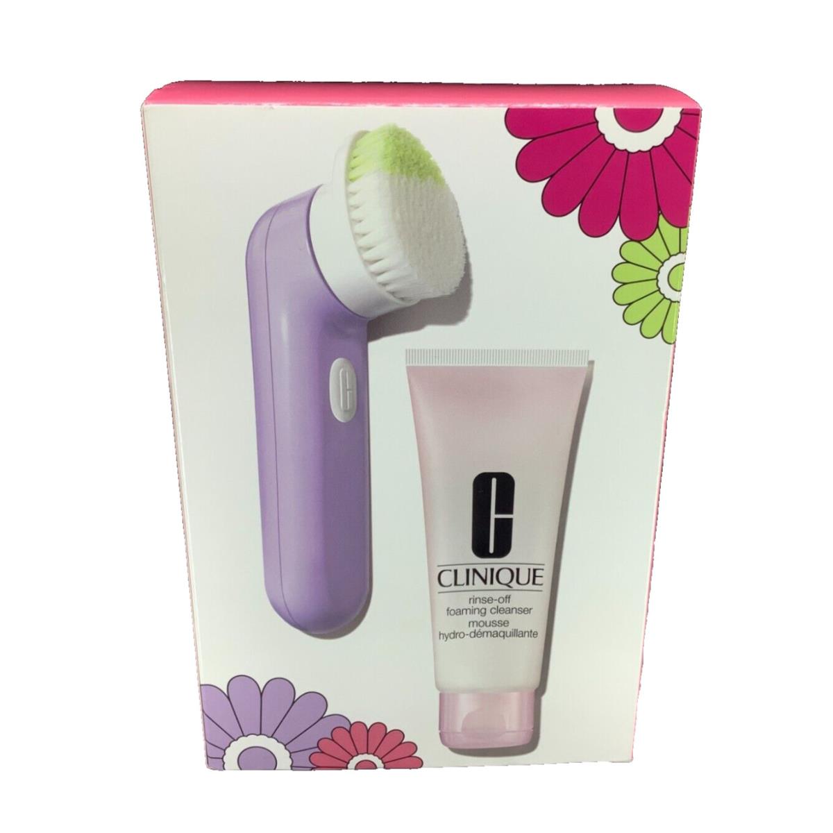 Clinique Clean Skin Great Skin 2 Pcs Set Clenasing Brush and Rinse Off 2.5 oz