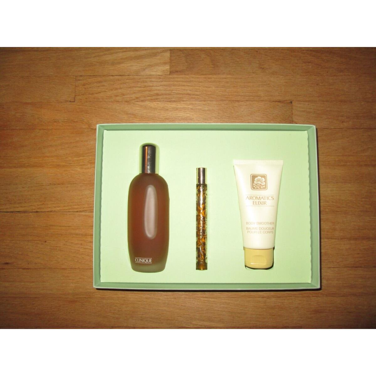 Clinique Aromatics Elixir Riches 3 Pc. Gift Set Perfume Spray Body Smoother